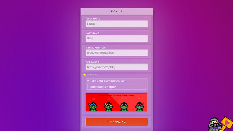 Turtles Form Challenge