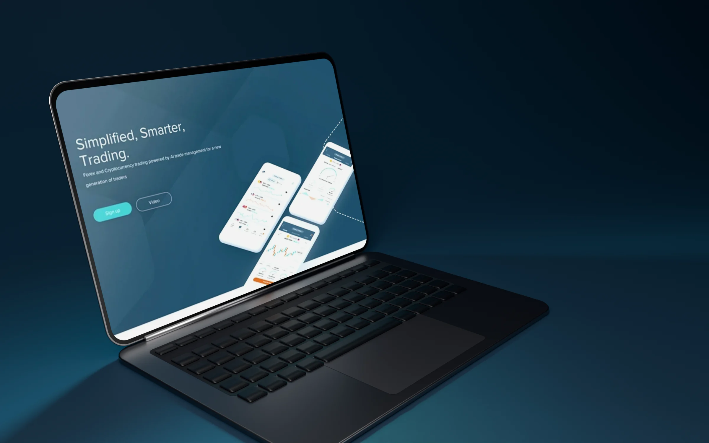 The animated landing page: AI-managed forex and crypto trading, simplified