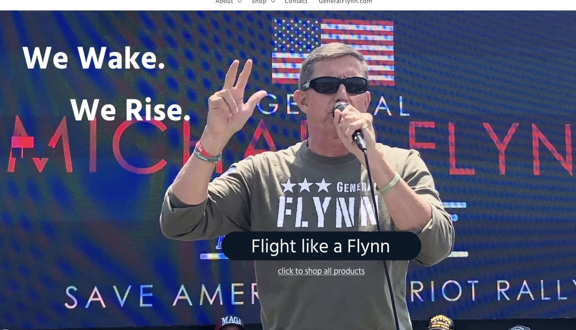 A merch storefront built around the movement's rally imagery