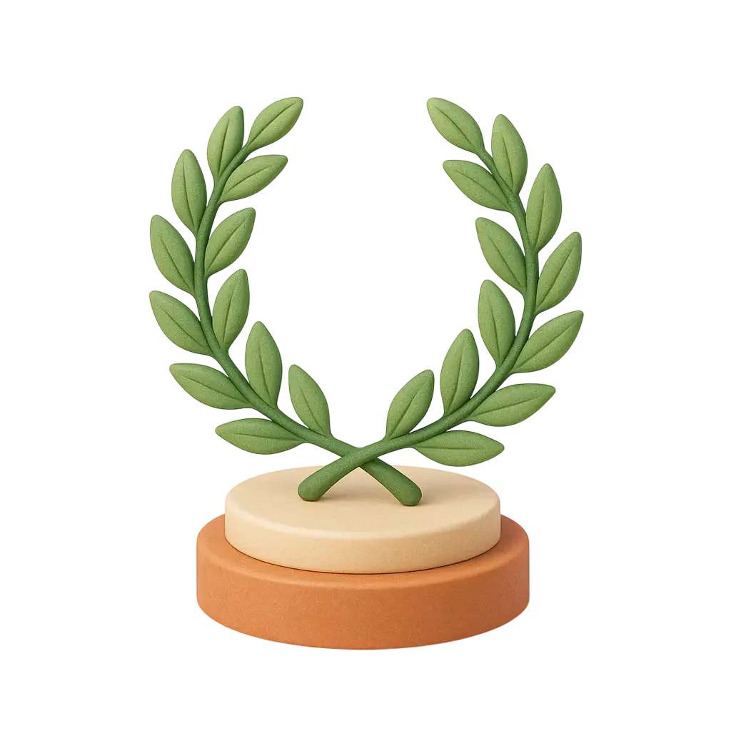 Laurel wreath on a podium