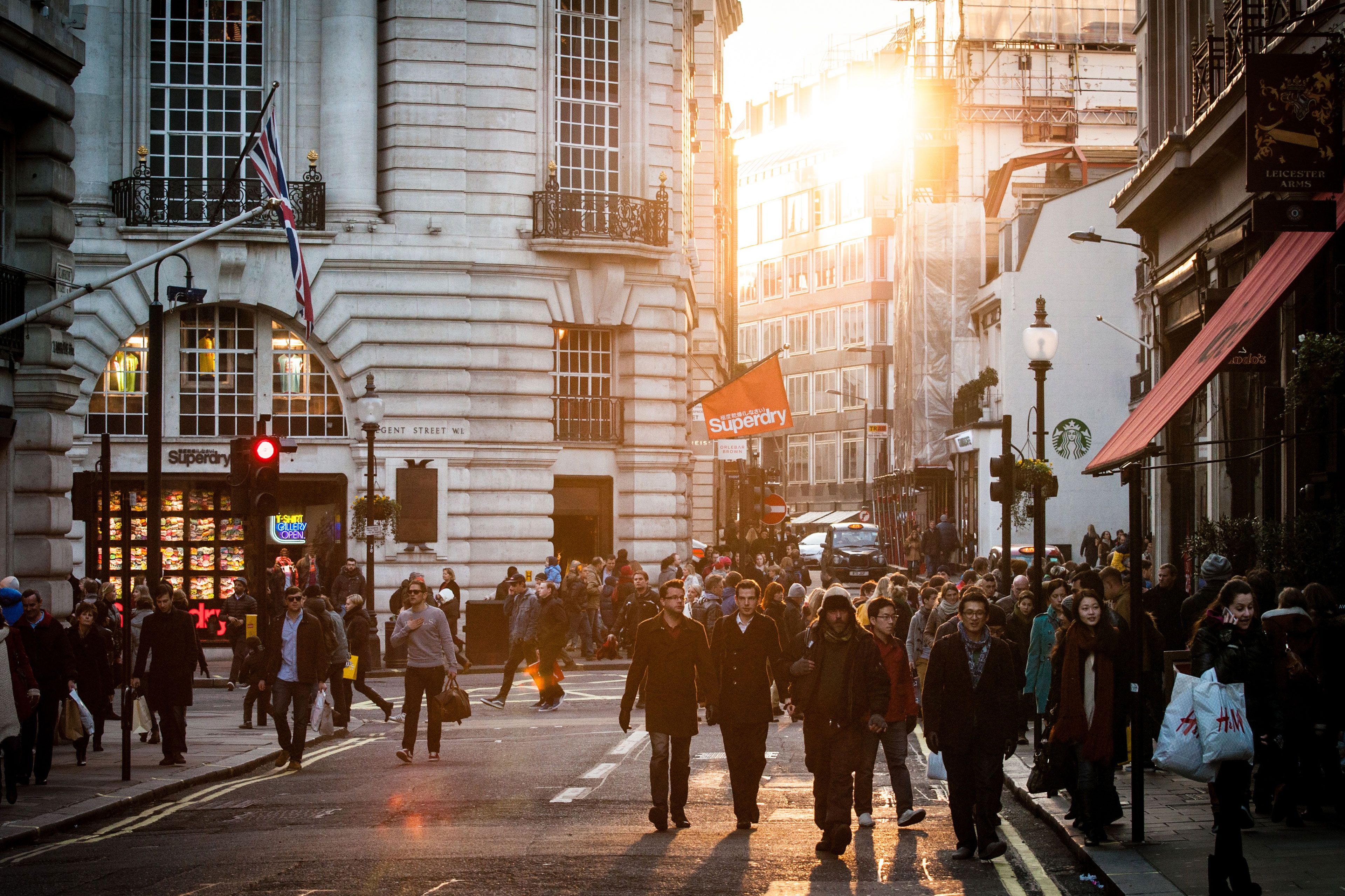 People walking through London