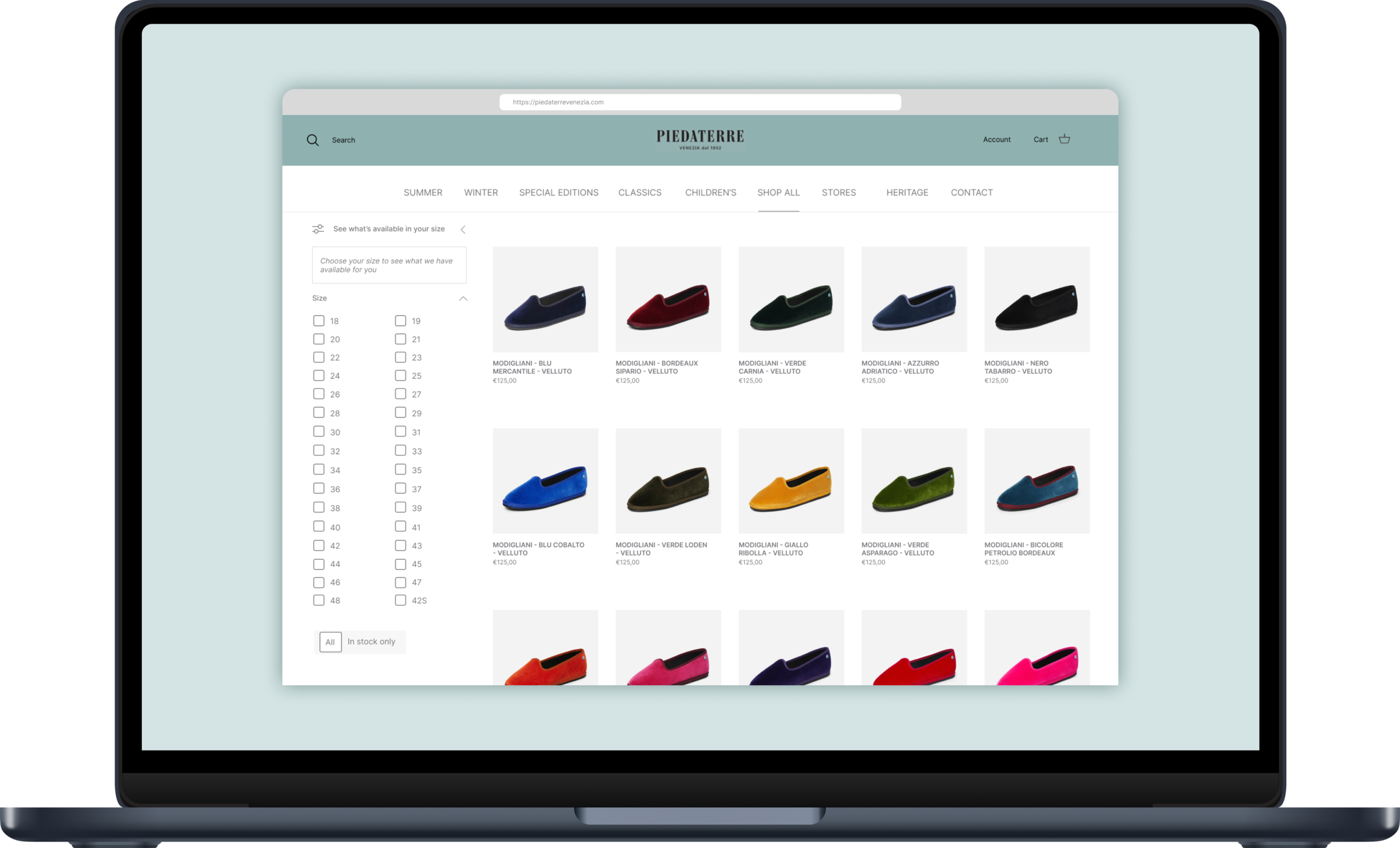 Piedaterre on desktop